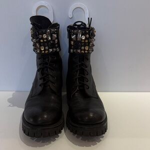 Ras Black Studded Combat Boots